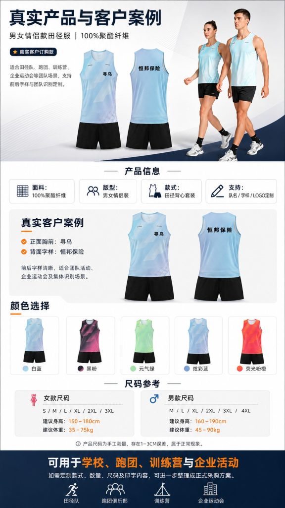真实客户男女田径服套装定制案例与产品信息